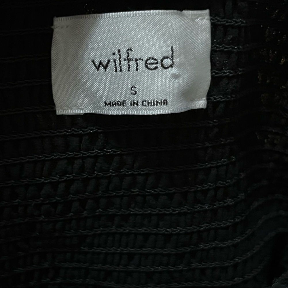 Aritzia Wilfred New Tempest Smocked Chiffon Black Mini Blouson Dress — Small - Picture 12 of 14